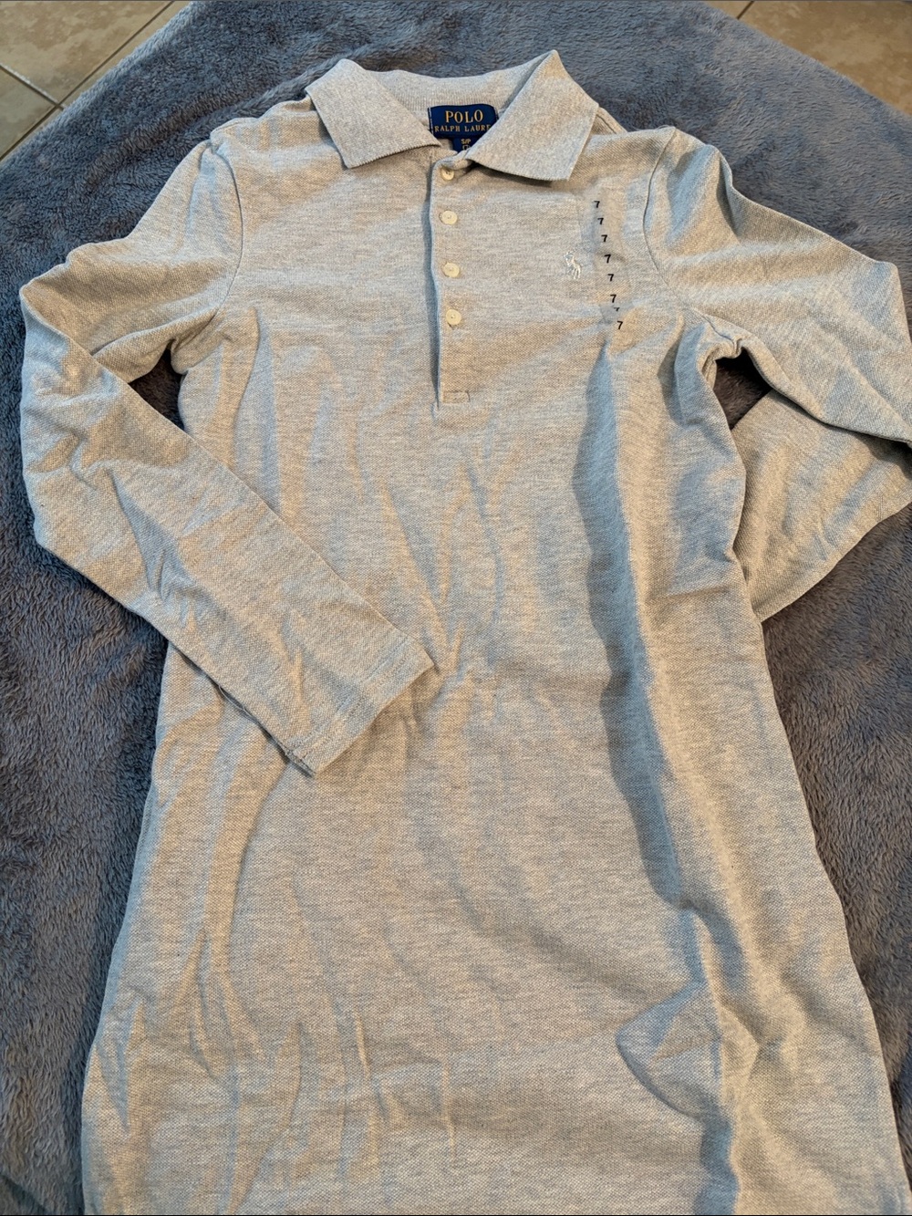 Polo by Ralph Lauren Light Heather Gray Long-Sleeve Polo Dress